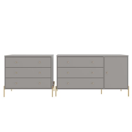 MANHATTAN COMFORT Jasper Sideboard Dresser and Classic Dresser Set in Grey 2-612852